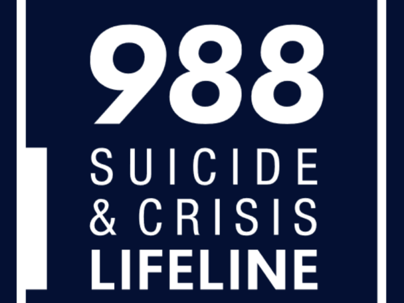 the words; 988 suicide and crisis lifeline