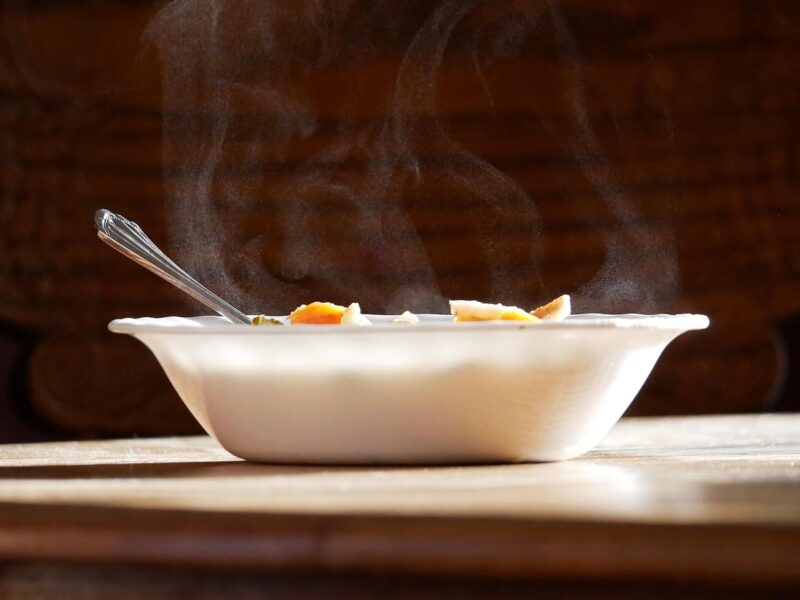 Steming bowl of soup