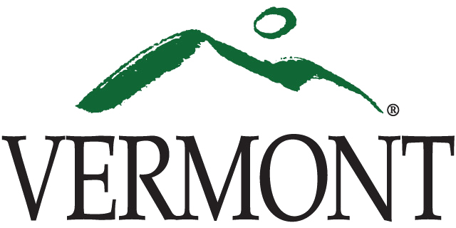 The word vermont with stylized green mountain